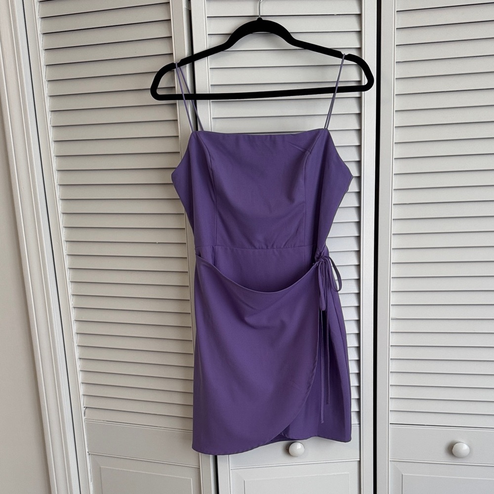 Pitaya Purple Spaghetti-Strap Wrap Mini Dress